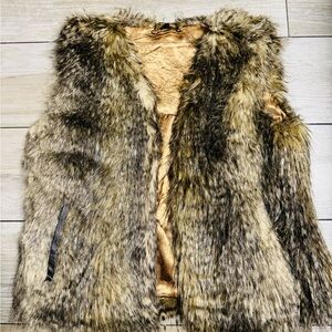 Express Satin Vest with Brown and Black Fur
